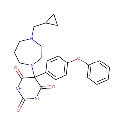 O=C1NC(=O)C(c2ccc(Oc3ccccc3)cc2)(N2CCCN(CC3CC3)CC2)C(=O)N1 ZINC000072105400