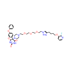 O=C1NC(=O)C(c2ccc(Oc3ccccc3)cc2)(N2CCN(CCOCCOCCOCCn3cc(CCCCOc4cccnc4F)nn3)CC2)C(=O)N1 ZINC000095549557