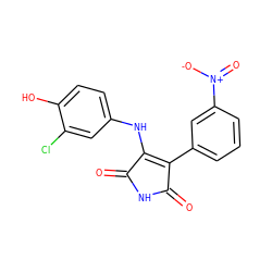 O=C1NC(=O)C(c2cccc([N+](=O)[O-])c2)=C1Nc1ccc(O)c(Cl)c1 ZINC000014946003