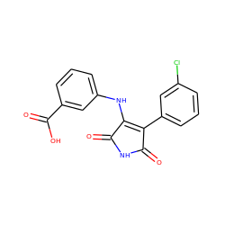 O=C1NC(=O)C(c2cccc(Cl)c2)=C1Nc1cccc(C(=O)O)c1 ZINC000014946017