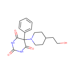 O=C1NC(=O)C(c2ccccc2)(N2CCC(CCO)CC2)C(=O)N1 ZINC000003580974