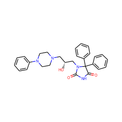 O=C1NC(=O)C(c2ccccc2)(c2ccccc2)N1C[C@H](O)CN1CCN(c2ccccc2)CC1 ZINC000064548514