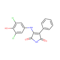 O=C1NC(=O)C(c2ccccc2)=C1Nc1cc(Cl)c(O)c(Cl)c1 ZINC000014946005