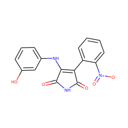 O=C1NC(=O)C(c2ccccc2[N+](=O)[O-])=C1Nc1cccc(O)c1 ZINC000014945992