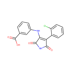 O=C1NC(=O)C(c2ccccc2Cl)=C1Nc1cccc(C(=O)O)c1 ZINC000014946016