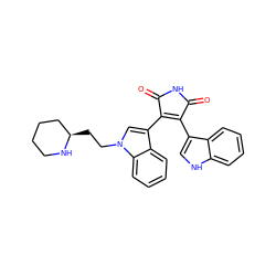 O=C1NC(=O)C(c2cn(CC[C@@H]3CCCCN3)c3ccccc23)=C1c1c[nH]c2ccccc12 ZINC000002572833