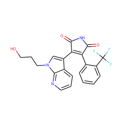 O=C1NC(=O)C(c2cn(CCCO)c3ncccc23)=C1c1ccccc1C(F)(F)F ZINC000026972669