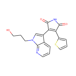 O=C1NC(=O)C(c2cn(CCCO)c3ncccc23)=C1c1cccs1 ZINC000026981330