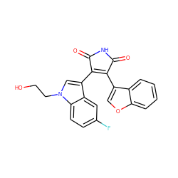 O=C1NC(=O)C(c2cn(CCO)c3ccc(F)cc23)=C1c1coc2ccccc12 ZINC000096929135