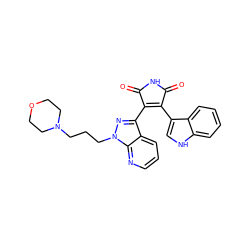 O=C1NC(=O)C(c2nn(CCCN3CCOCC3)c3ncccc23)=C1c1c[nH]c2ccccc12 ZINC000103233909