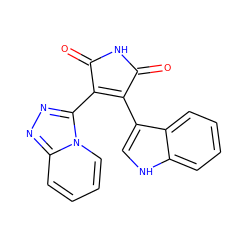 O=C1NC(=O)C(c2nnc3ccccn23)=C1c1c[nH]c2ccccc12 ZINC000299859031