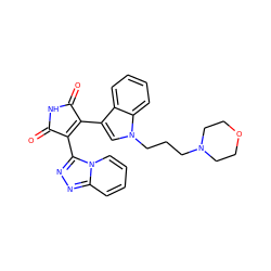 O=C1NC(=O)C(c2nnc3ccccn23)=C1c1cn(CCCN2CCOCC2)c2ccccc12 ZINC000299857341