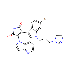 O=C1NC(=O)C(n2ccc3ncccc32)=C1c1cn(CCCn2ccnc2)c2cc(Br)ccc12 ZINC000043079862