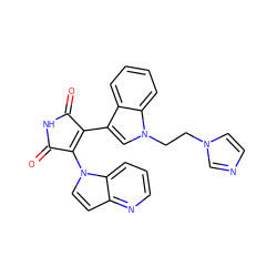 O=C1NC(=O)C(n2ccc3ncccc32)=C1c1cn(CCn2ccnc2)c2ccccc12 ZINC000043059615