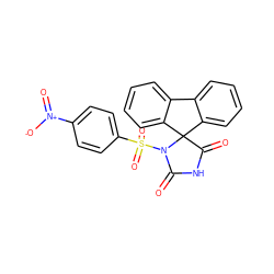 O=C1NC(=O)C2(c3ccccc3-c3ccccc32)N1S(=O)(=O)c1ccc([N+](=O)[O-])cc1 ZINC000299851867