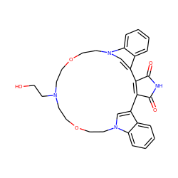 O=C1NC(=O)C2=C1c1cn(c3ccccc13)CCOCCN(CCO)CCOCCn1cc2c2ccccc21 ZINC000013538504