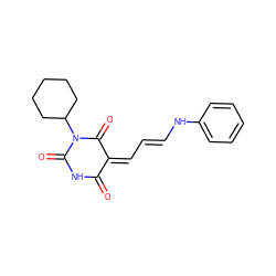 O=C1NC(=O)N(C2CCCCC2)C(=O)/C1=C\C=C\Nc1ccccc1 ZINC000006402900