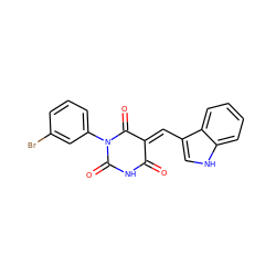 O=C1NC(=O)N(c2cccc(Br)c2)C(=O)/C1=C/c1c[nH]c2ccccc12 ZINC000013571610