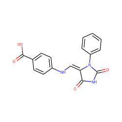 O=C1NC(=O)N(c2ccccc2)/C1=C/Nc1ccc(C(=O)O)cc1 ZINC000109352449