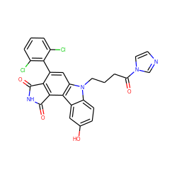 O=C1NC(=O)c2c1c(-c1c(Cl)cccc1Cl)cc1c2c2cc(O)ccc2n1CCCC(=O)n1ccnc1 ZINC000049872111