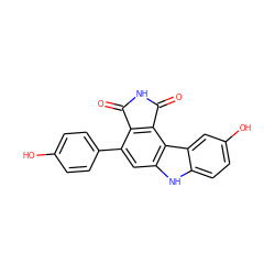 O=C1NC(=O)c2c1c(-c1ccc(O)cc1)cc1[nH]c3ccc(O)cc3c21 ZINC000034804214