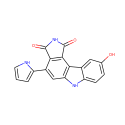 O=C1NC(=O)c2c1c(-c1ccc[nH]1)cc1[nH]c3ccc(O)cc3c21 ZINC000034804104