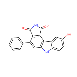 O=C1NC(=O)c2c1c(-c1ccccc1)cc1[nH]c3ccc(O)cc3c21 ZINC000006475935