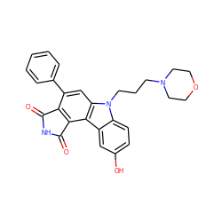 O=C1NC(=O)c2c1c(-c1ccccc1)cc1c2c2cc(O)ccc2n1CCCN1CCOCC1 ZINC000040847752