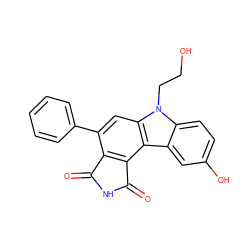 O=C1NC(=O)c2c1c(-c1ccccc1)cc1c2c2cc(O)ccc2n1CCO ZINC000038424210