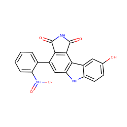 O=C1NC(=O)c2c1c(-c1ccccc1[N+](=O)[O-])cc1[nH]c3ccc(O)cc3c21 ZINC000034804065