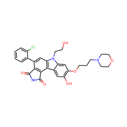 O=C1NC(=O)c2c1c(-c1ccccc1Cl)cc1c2c2cc(O)c(OCCCN3CCOCC3)cc2n1CCO ZINC000029127029