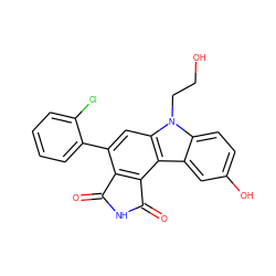 O=C1NC(=O)c2c1c(-c1ccccc1Cl)cc1c2c2cc(O)ccc2n1CCO ZINC000040394829