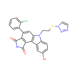 O=C1NC(=O)c2c1c(-c1ccccc1Cl)cc1c2c2cc(O)ccc2n1CCSn1ccnn1 ZINC000042878233