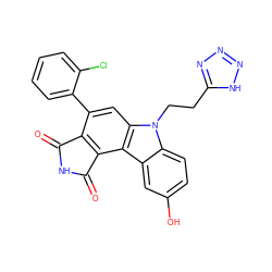 O=C1NC(=O)c2c1c(-c1ccccc1Cl)cc1c2c2cc(O)ccc2n1CCc1nnn[nH]1 ZINC000038429910