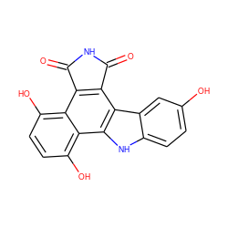 O=C1NC(=O)c2c1c1c(O)ccc(O)c1c1[nH]c3ccc(O)cc3c21 ZINC000028710885