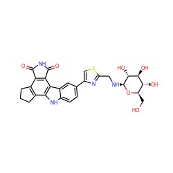 O=C1NC(=O)c2c1c1c(c3[nH]c4ccc(-c5csc(CN[C@@H]6O[C@H](CO)[C@@H](O)[C@H](O)[C@H]6O)n5)cc4c23)CCC1 ZINC000028897368