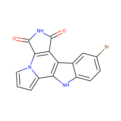 O=C1NC(=O)c2c1c1c3cc(Br)ccc3[nH]c1c1cccn21 ZINC000028870938