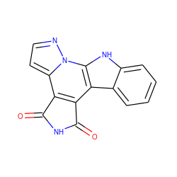 O=C1NC(=O)c2c1c1c3ccccc3[nH]c1n1nccc21 ZINC000084724916