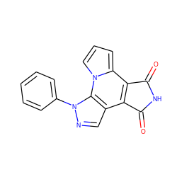 O=C1NC(=O)c2c1c1cnn(-c3ccccc3)c1n1cccc21 ZINC000001612517