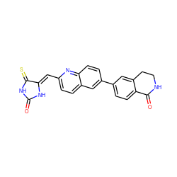 O=C1NC(=S)/C(=C/c2ccc3cc(-c4ccc5c(c4)CCNC5=O)ccc3n2)N1 ZINC000103234922