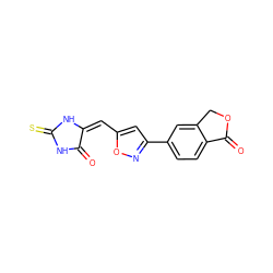 O=C1NC(=S)N/C1=C/c1cc(-c2ccc3c(c2)COC3=O)no1 ZINC000101464005