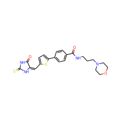 O=C1NC(=S)N/C1=C/c1ccc(-c2ccc(C(=O)NCCCN3CCOCC3)cc2)s1 ZINC000103237692