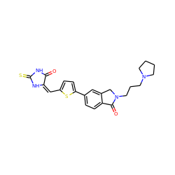 O=C1NC(=S)N/C1=C/c1ccc(-c2ccc3c(c2)CN(CCCN2CCCC2)C3=O)s1 ZINC000103234924