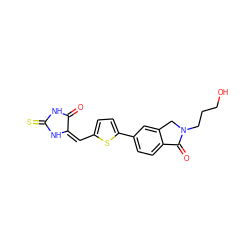 O=C1NC(=S)N/C1=C/c1ccc(-c2ccc3c(c2)CN(CCCO)C3=O)s1 ZINC000103231575