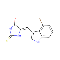 O=C1NC(=S)N/C1=C\c1c[nH]c2cccc(Br)c12 ZINC000101514087