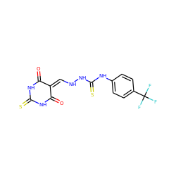 O=C1NC(=S)NC(=O)C1=CNNC(=S)Nc1ccc(C(F)(F)F)cc1 ZINC000096930165