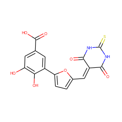 O=C1NC(=S)NC(=O)C1=Cc1ccc(-c2cc(C(=O)O)cc(O)c2O)o1 ZINC000040974847