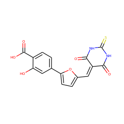 O=C1NC(=S)NC(=O)C1=Cc1ccc(-c2ccc(C(=O)O)c(O)c2)o1 ZINC000003109159