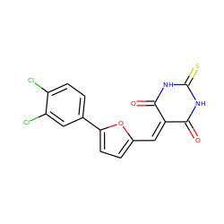 O=C1NC(=S)NC(=O)C1=Cc1ccc(-c2ccc(Cl)c(Cl)c2)o1 ZINC000000714467