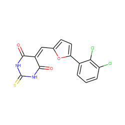 O=C1NC(=S)NC(=O)C1=Cc1ccc(-c2cccc(Cl)c2Cl)o1 ZINC000000816783